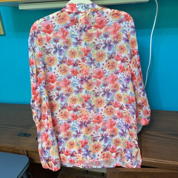 Appleseed's Sheer Floral Print Blouse, PL - Picture 2 of 5